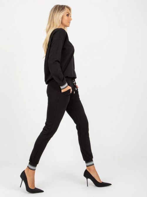 Black two-piece cotton sweatshirt set