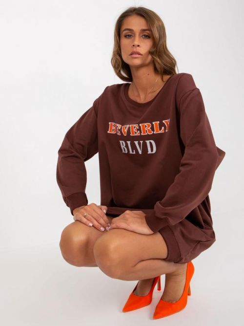 Dark brown long printed sweatshirt