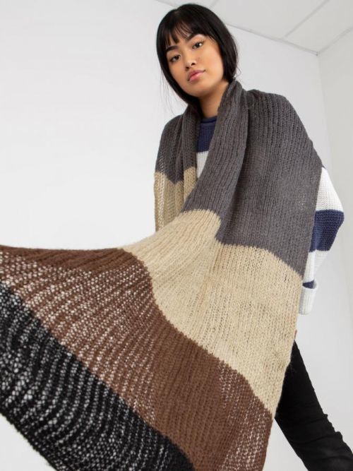 Women's black and brown knitted winter scarf