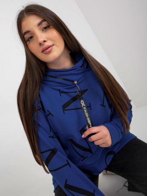 Dark blue women's plus size lettering sweatshirt