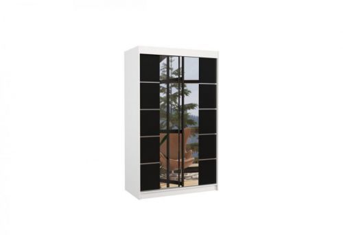 Expedo Posuvná skriňa so zrkadlom LAGUNA, 120x200x58, biela/čierna