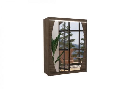 Expedo Posuvná skriňa so zrkadlom BRANDON, 150x200x58, čokoládová