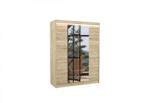 Expedo Posuvná skriňa so zrkadlom FOREVER, 150x200x58, sonoma + LED