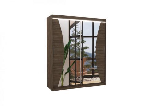 Expedo Posuvná skriňa so zrkadlom SWIFT, 180x215x58, čokoládová