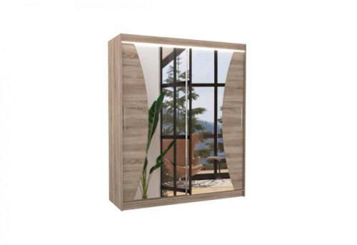 Expedo Posuvná skriňa so zrkadlom SWIFT, 180x200x58, trufla