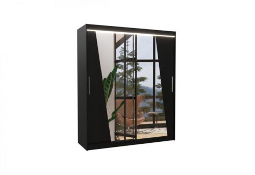 Expedo Posuvná skriňa so zrkadlom PRETTY, 180x215x58, čierna