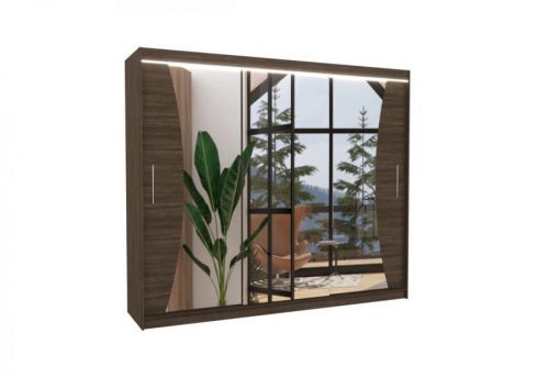 Expedo Posuvná skriňa so zrkadlom MARADONA, 250x215x58, čokoládová