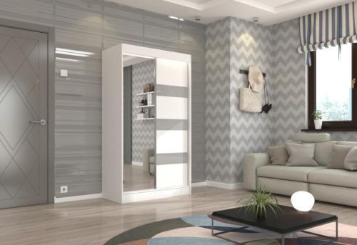 Expedo Šatníková skriňa TOBAS, 120x215x61, biela/sivá