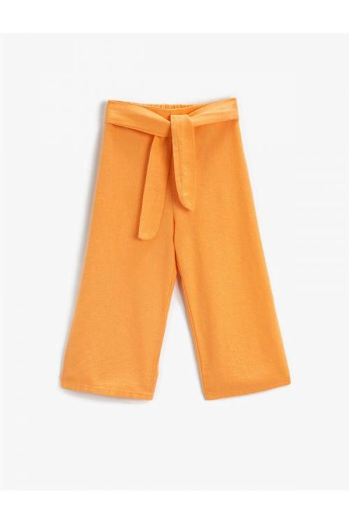 Koton Wide Leg Trousers Belt Detailed High Waist
