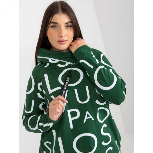 Dark green plus size sweatshirt with a printed hoodie