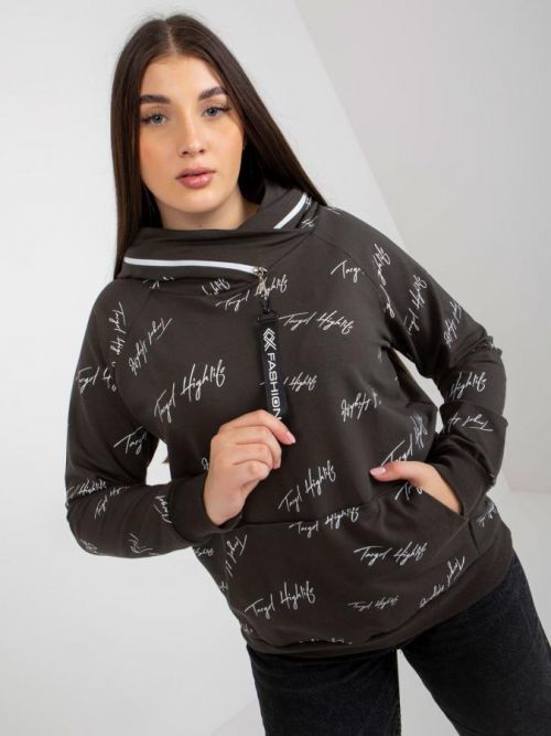 Women's plus size khaki hoodie with a printed design