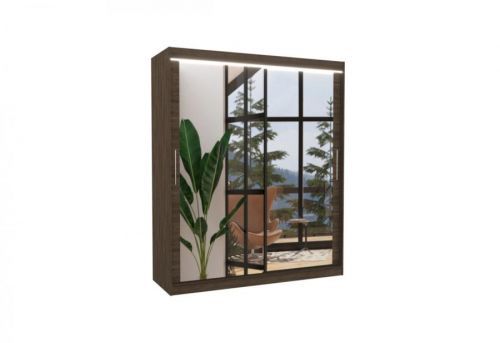 Expedo Posuvná skriňa so zrkadlom RAPID, 180x215x58, čokoládová