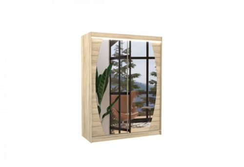 Expedo Posuvná skriňa so zrkadlom BRANDON, 150x200x58, sonoma + LED