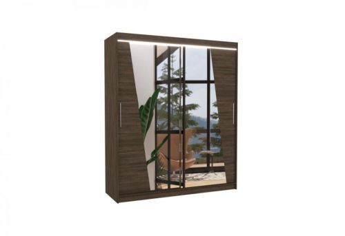 Expedo Posuvná skriňa so zrkadlom PRETTY, 180x215x58, čokoládová