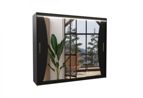 Expedo Posuvná skriňa so zrkadlom MARADONA, 250x215x58, čierna