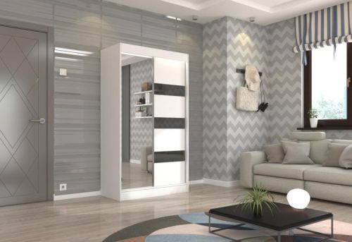 Expedo Šatníková skriňa TOBAS, 120x215x61, biela/čierna