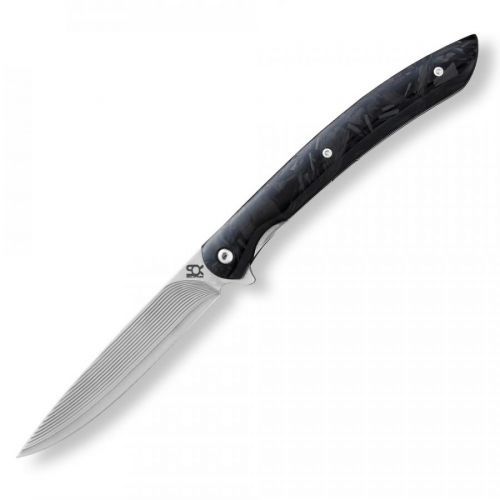 Zatváracia steakový nôž SOK SHARK VG-10 DAMASCUS CARBON Dellinger 10 cm