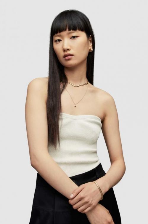 Top AllSaints dámsky, biela farba, odhalené ramená