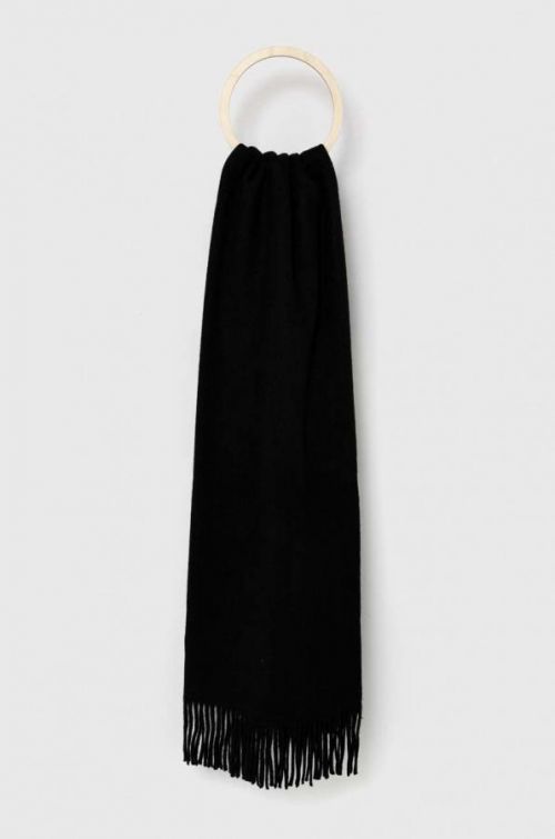Vlnený šál Answear Lab čierna farba, jednofarebný