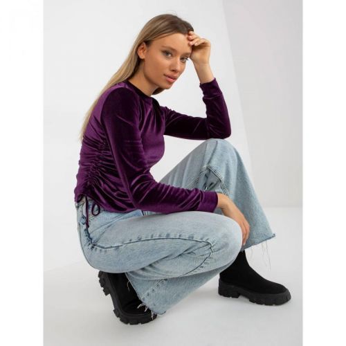 Ladies' dark purple velor blouse with welts