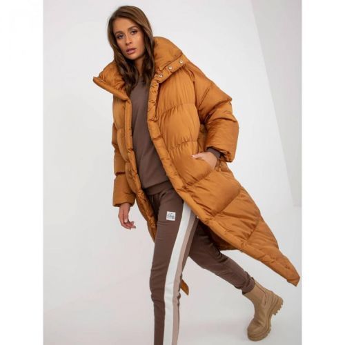 Light brown oversized long winter jacket