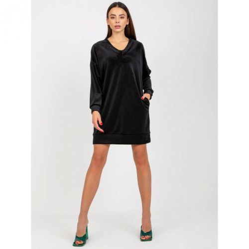 Black velor dress with a triangle neckline from RUE PARIS