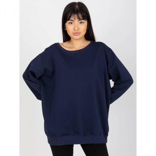 Navy blue plain oversize sweatshirt without a hood