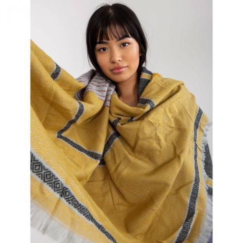 Women's black and yellow patterned winter scarf