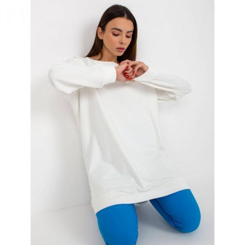 Ecru loose sweatshirt without a hood with a round neckline