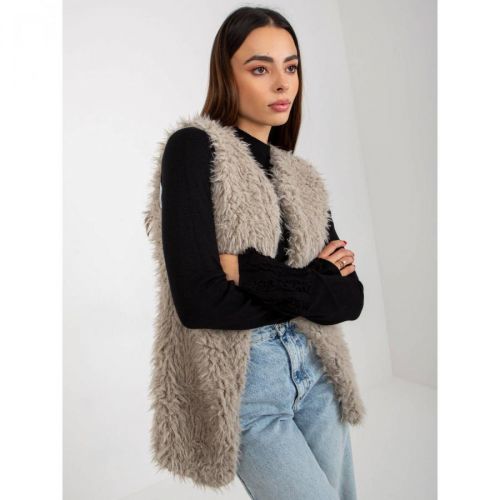 Light gray fur vest with pockets from Hallie