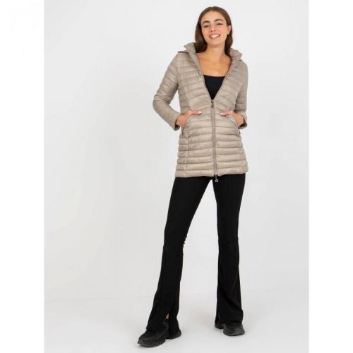 Dark beige reversible transitional jacket with quilting