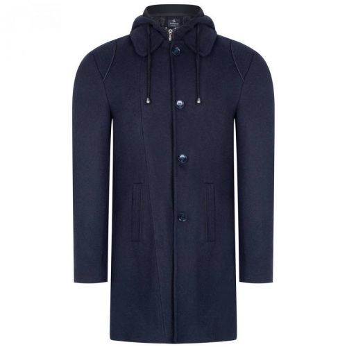 PLT8335 DEWBERRY MEN'S COAT-LIGHT PATTERNED NAVY BLUE