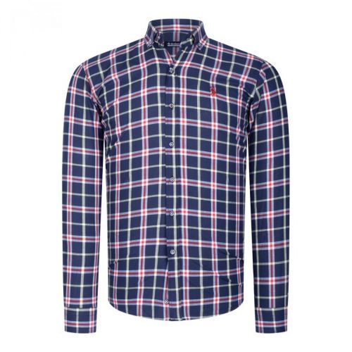 G742 DEWBERRY MEN'S SHIRT-BURGUNDY-NAVY BLUE