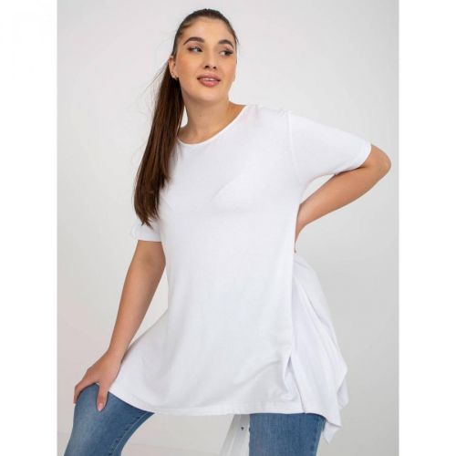 Plain white plus size blouse with a round neckline