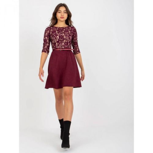 Violet flared cocktail dress with a belt