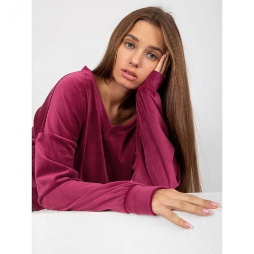 Purple V-neck velor blouse from RUE PARIS
