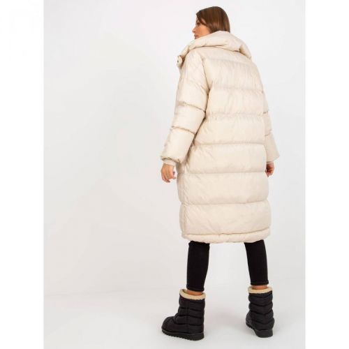 Light beige oversized long down winter jacket