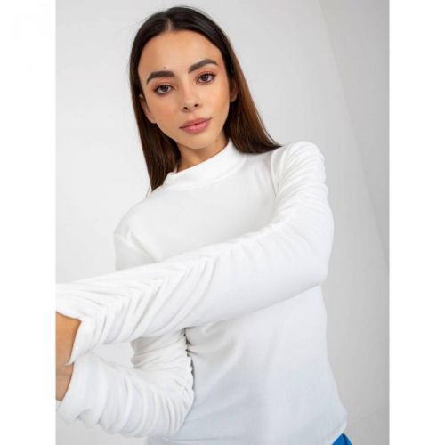 Ecru one size velor blouse with a stand-up collar from RUE PARIS