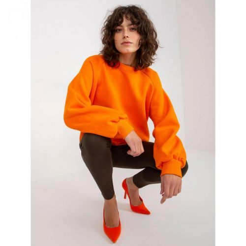 Orange basic sweatshirt with a round neckline
