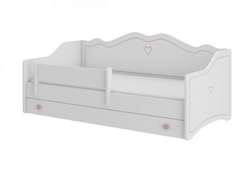 Expedo Detská posteľ MEKA B + matrac, 80x160, biela/ružová