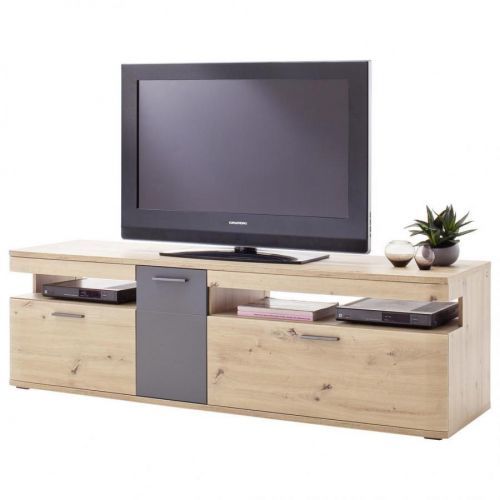 Livetastic TV DIEL, antracitová, farby duba, 180/55/50 cm