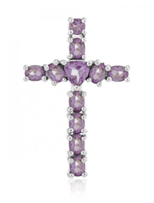 Beneto Exclusive Strieborný prívesok s ametystom Krížik AMEAGH1