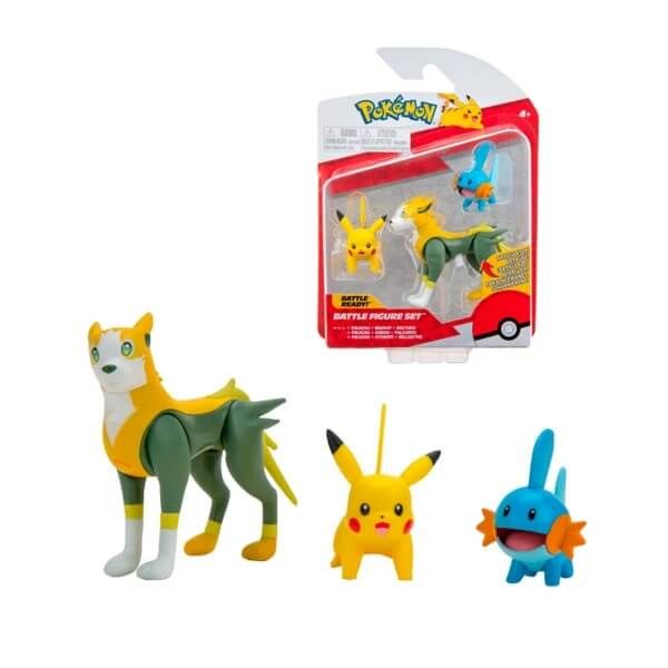 BOTI Pokémon akčné figúrky 3-Pack Mudkip, Pikachu a Boltund 5cm