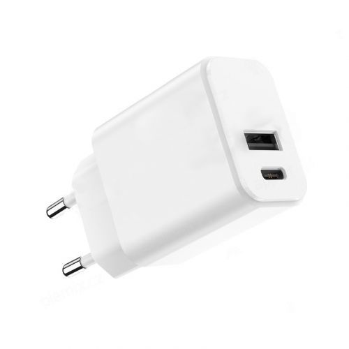 Adaptér USB-A + USB-C - biely