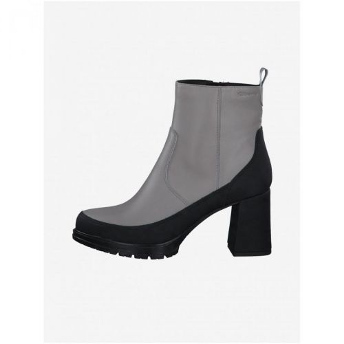 Tamaris Black-grey leather high heel ankle boots - Women