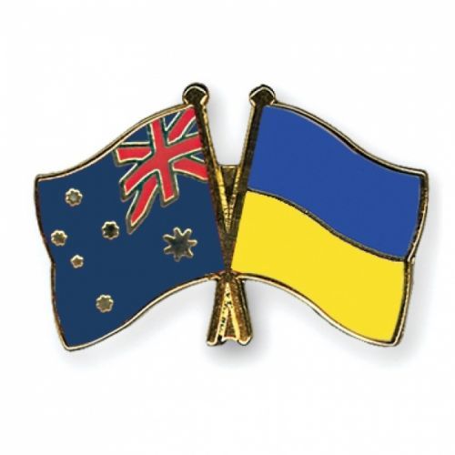 Odznak (pins) 22mm vlajka Austrália + Ukrajina