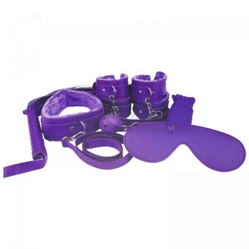 8-dielny fialový BDSM kit s kožušinou