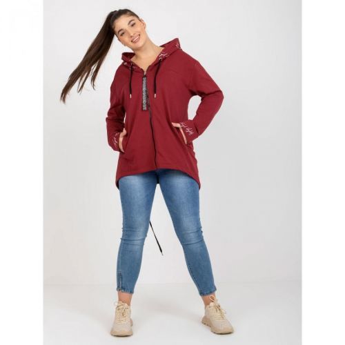 Plus size burgundy sweatshirt with a zipper