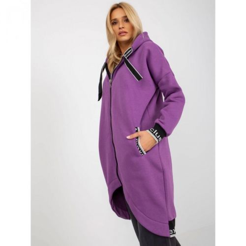 Women's purple long sweatshirt with drawstrings