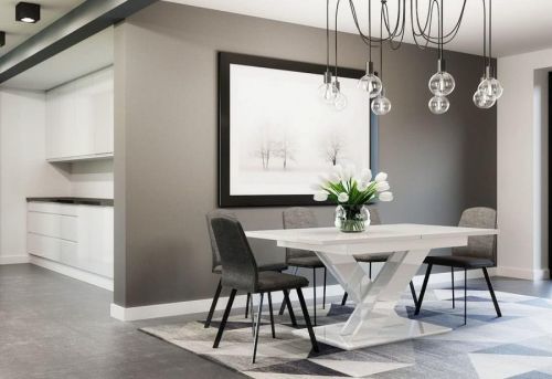 Expedo Rozkladací stolík RONY, 140-180x75x90, bialy lesk
